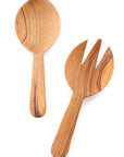 Short Wild Olive Wood Salad Servers