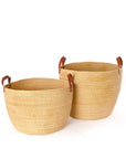 Large Storage Baskets with Leather Handles