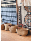 Large Storage Baskets with Leather Handles