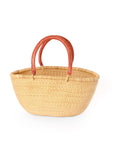 Large Oval Elephant Grass Basket with Leather Handles