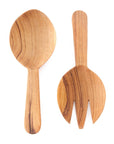 Short Wild Olive Wood Salad Servers