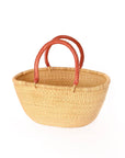 Large Oval Elephant Grass Basket with Leather Handles