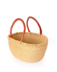 Large Oval Elephant Grass Basket with Leather Handles