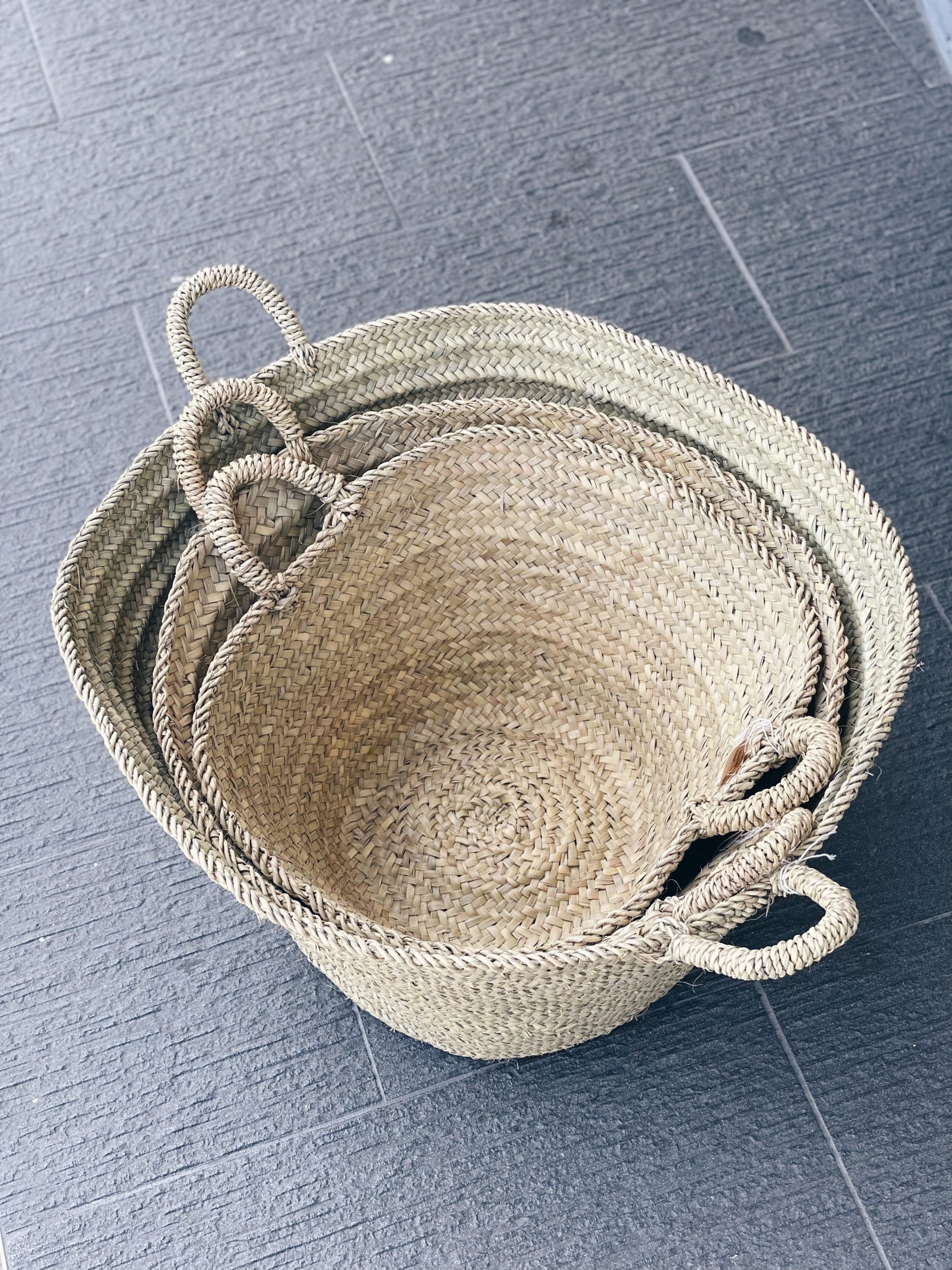 Set of 3 Storage Baskets Seagrass Shelf Small Basket -  Israel