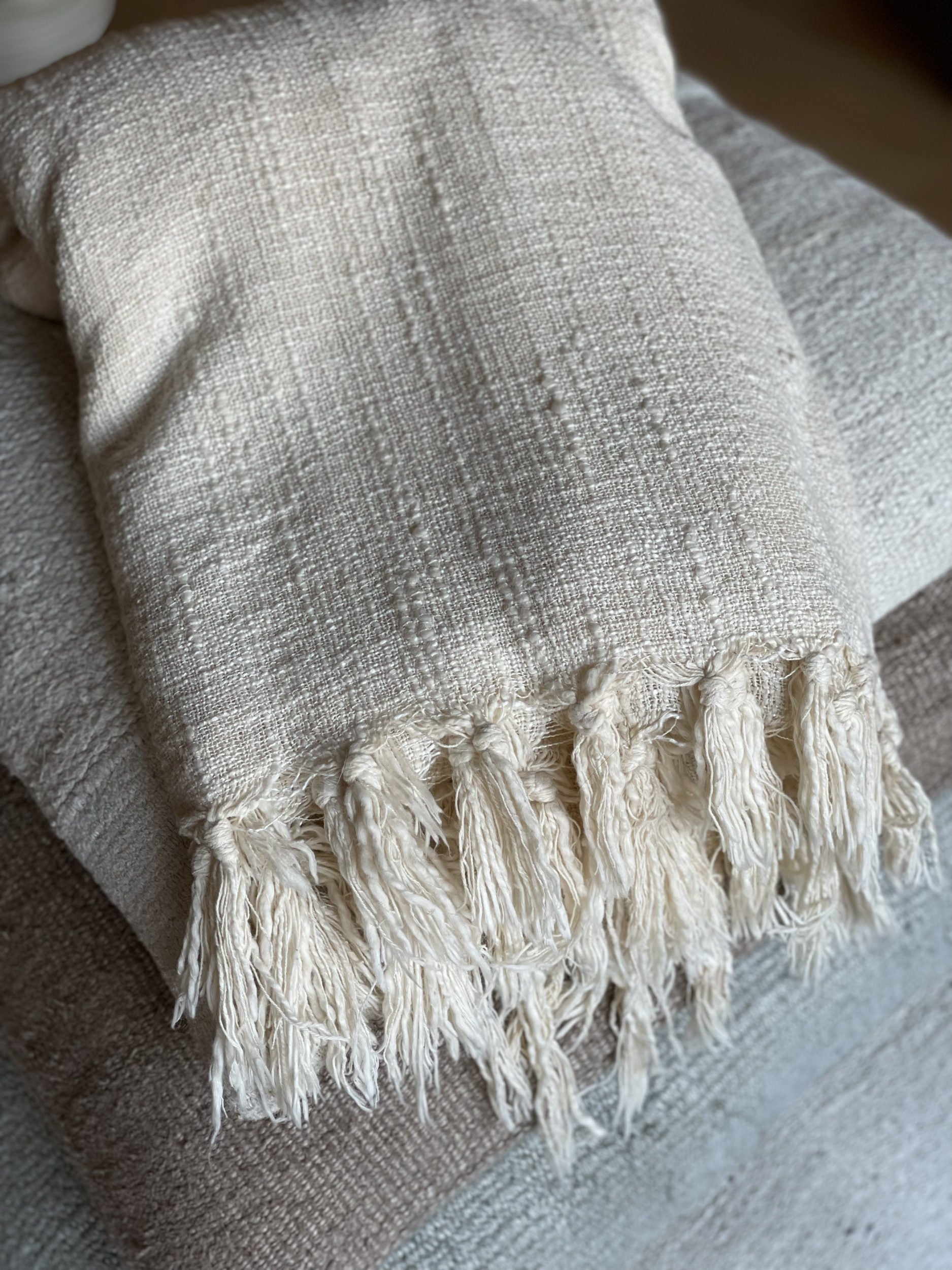 Natural linen throw online blanket