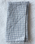 Flax Navy Check Linen Napkins
