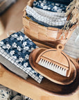 Blue Floral Linen Napkins