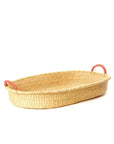 Large Oval Elephant Grass Tray with Leather Handles