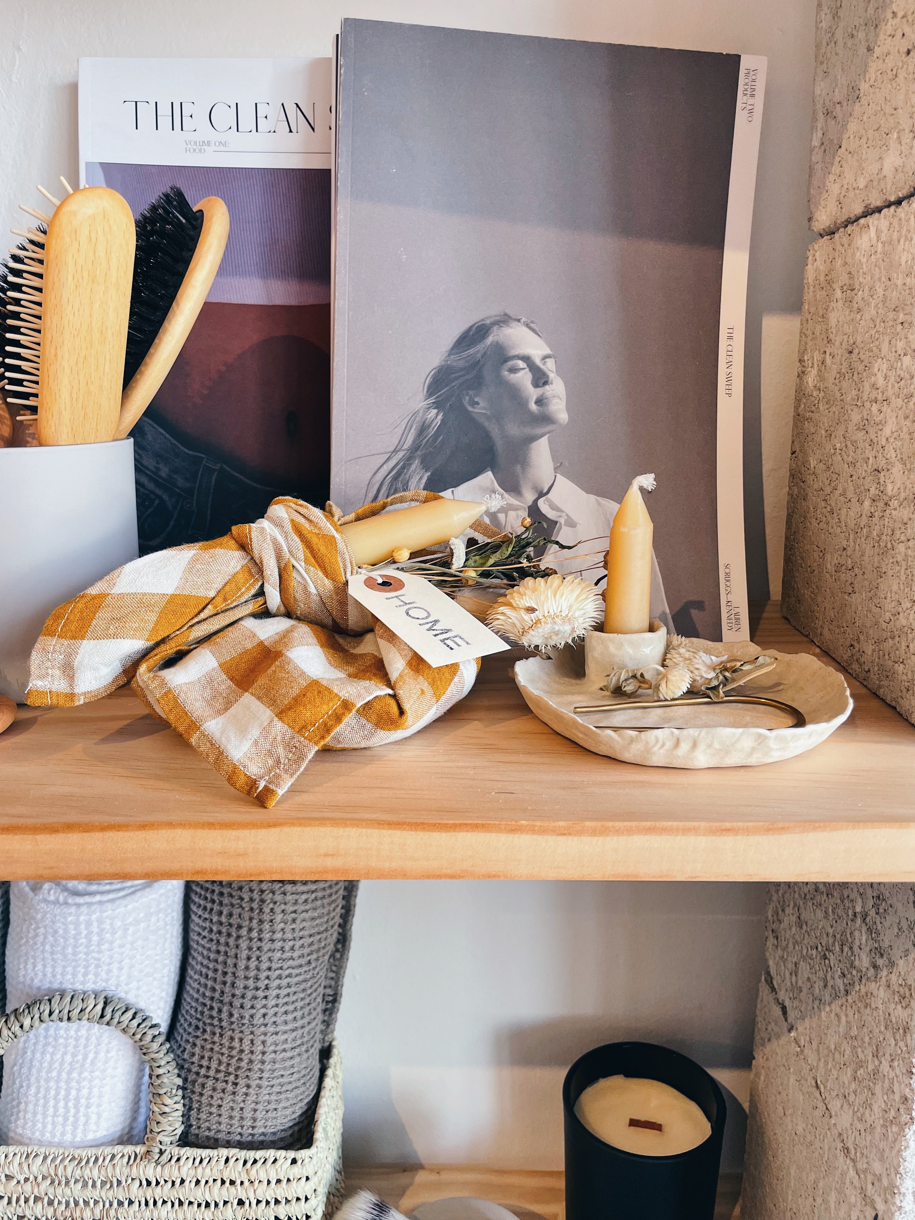 Mustard Gingham Linen Napkins