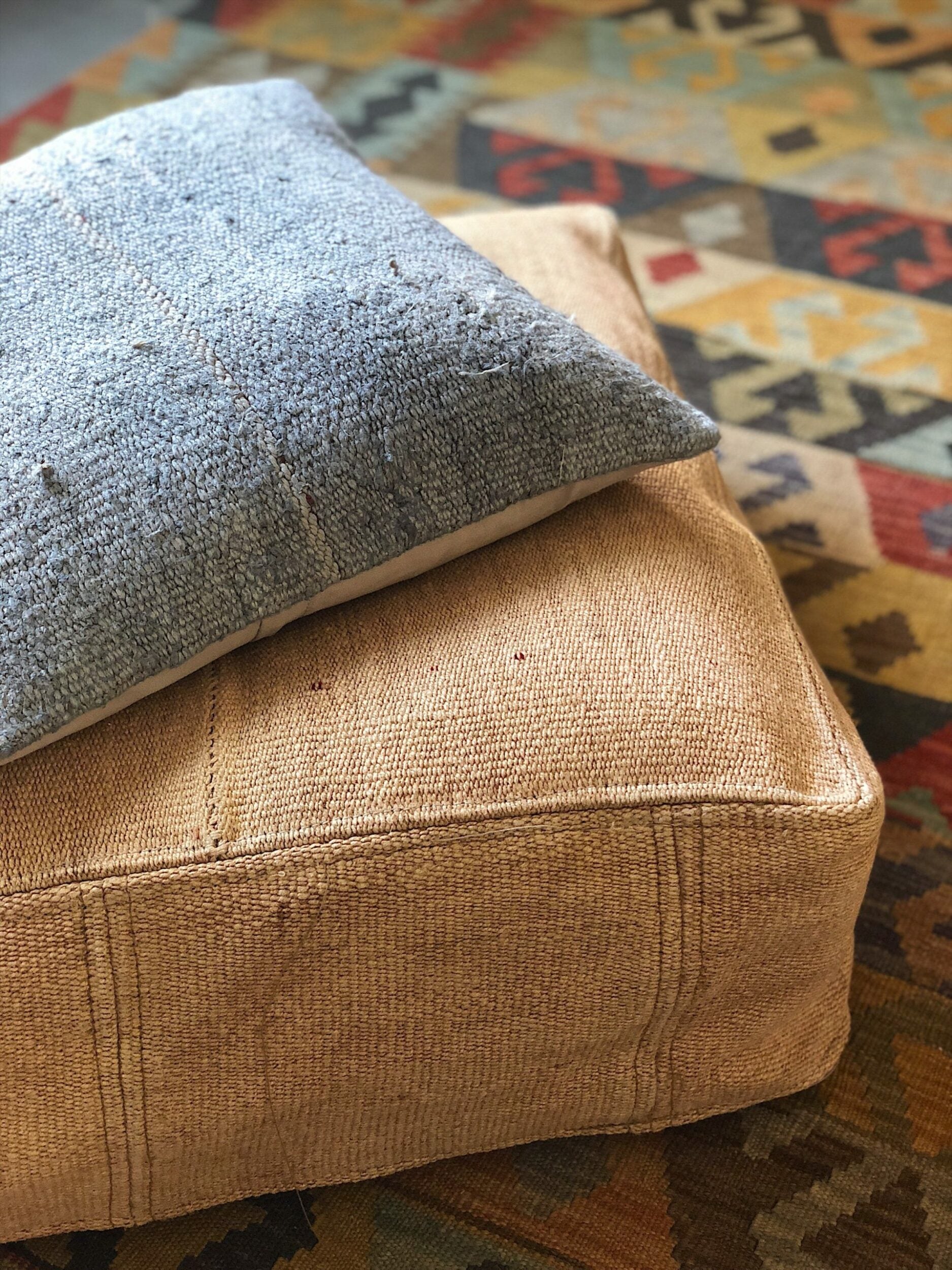 Vintage Hemp Floor Poufs