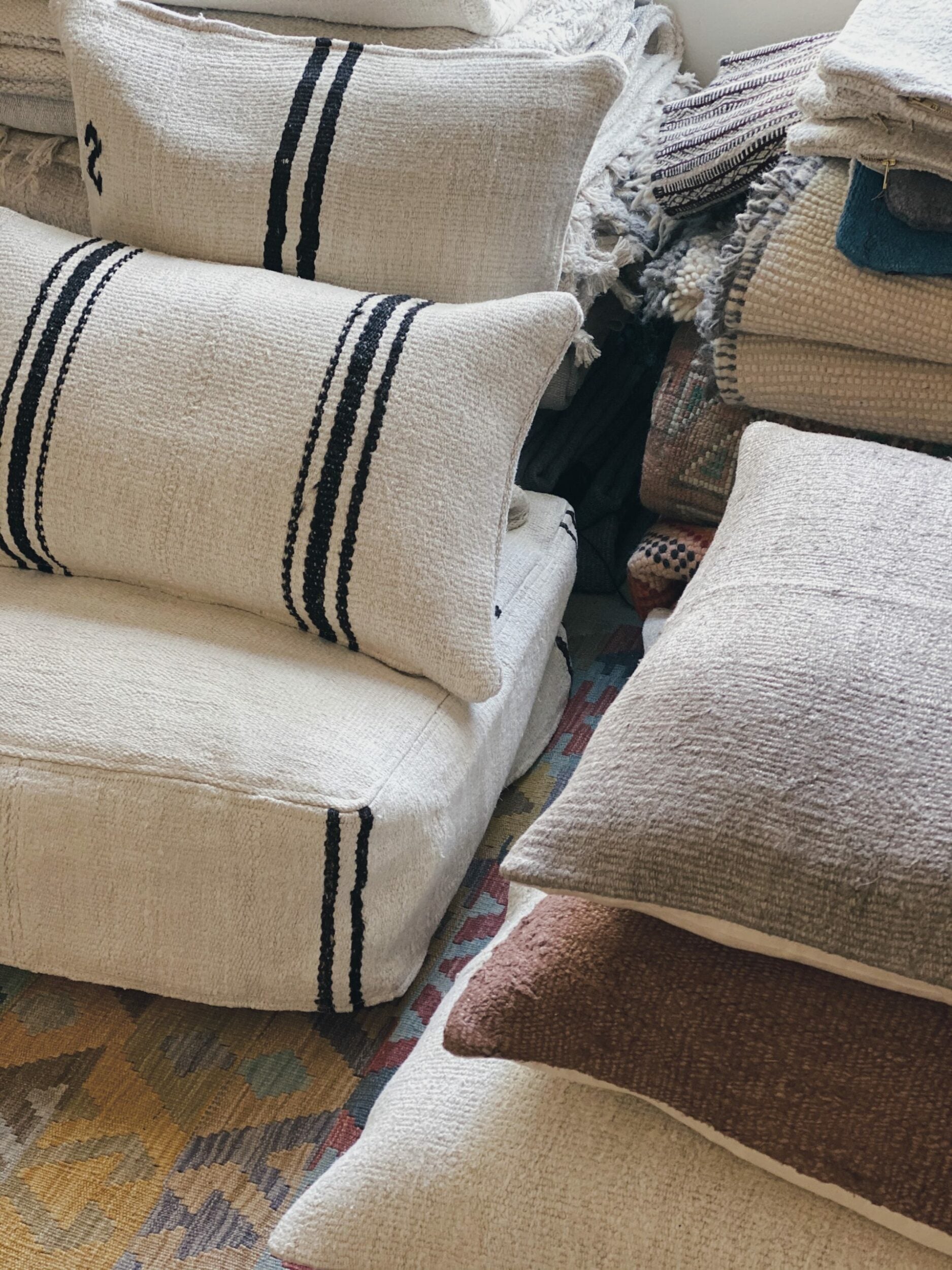 Vintage Hemp Floor Poufs