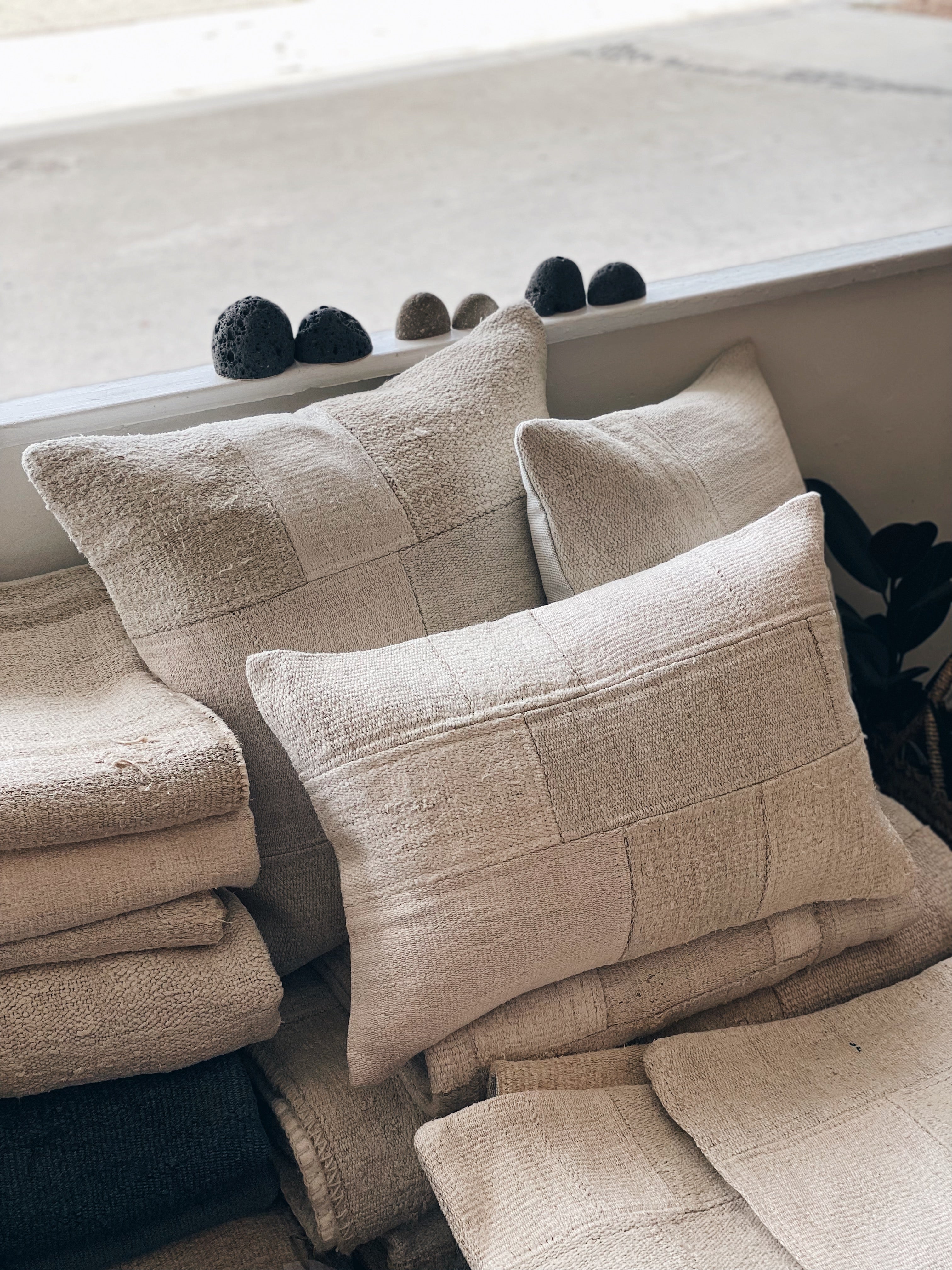24&quot; Vintage Hemp Patchwork Pillows