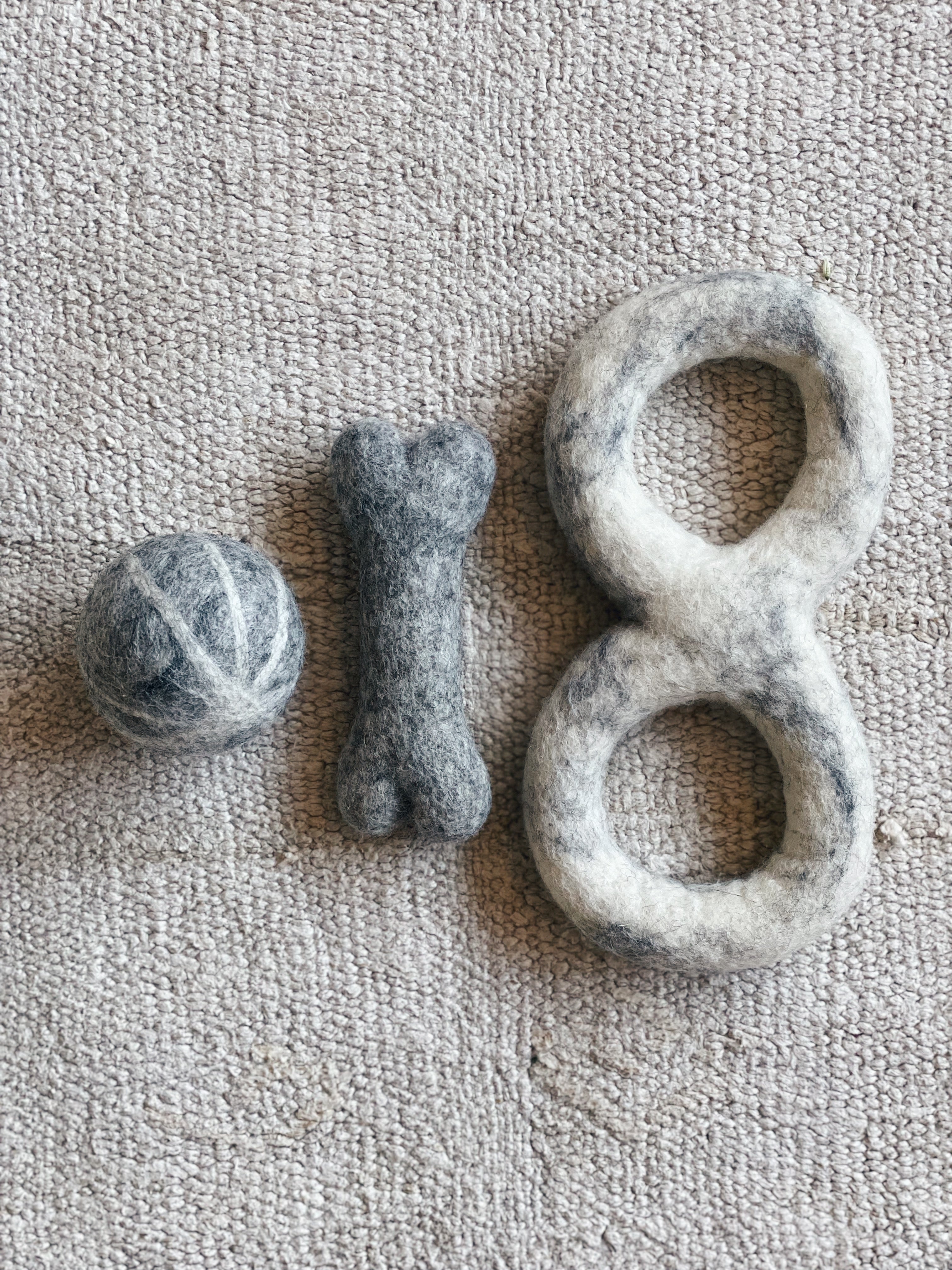 Set of 3 Wool Dog Toys