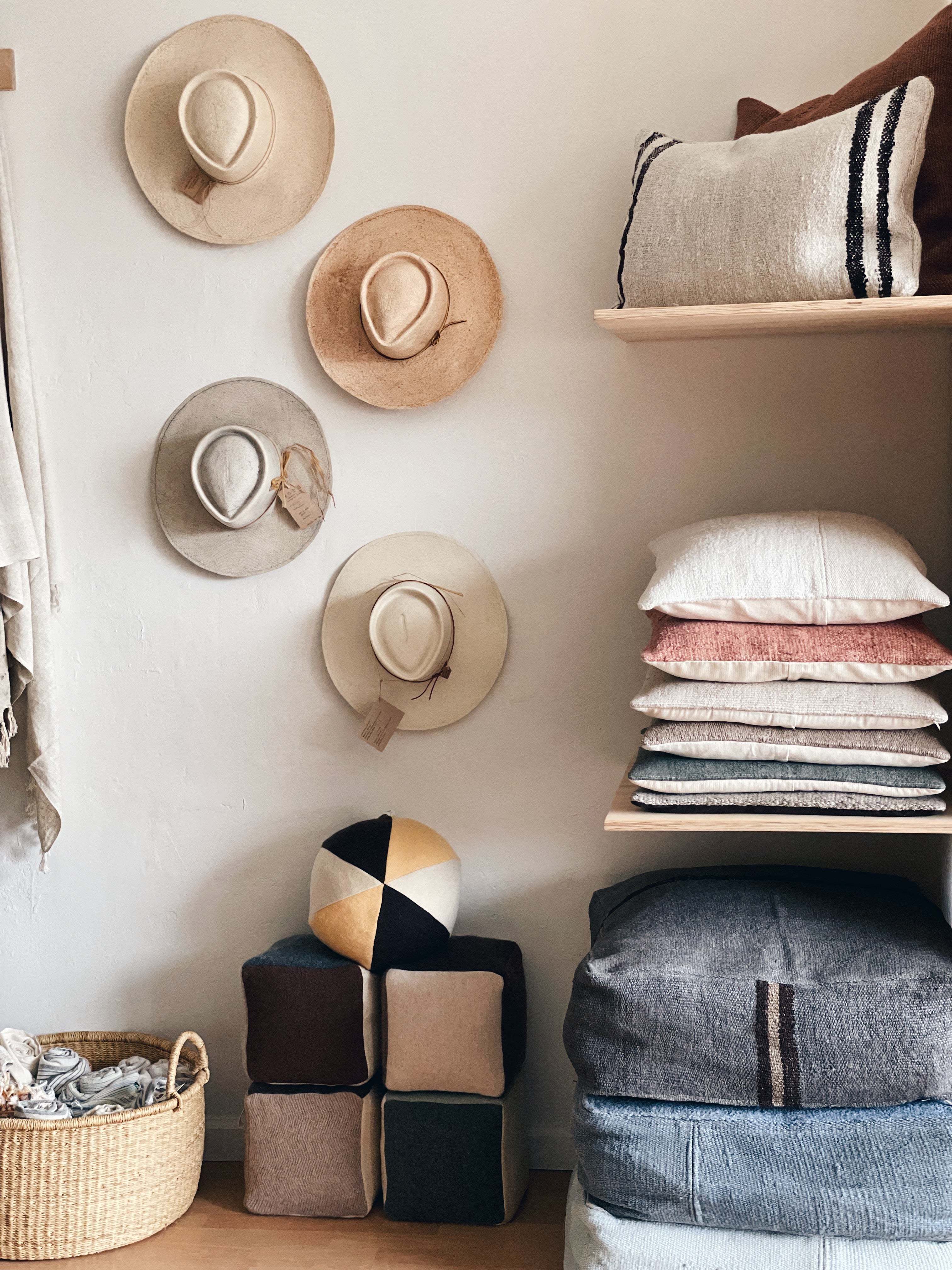 Vintage Hemp Floor Poufs