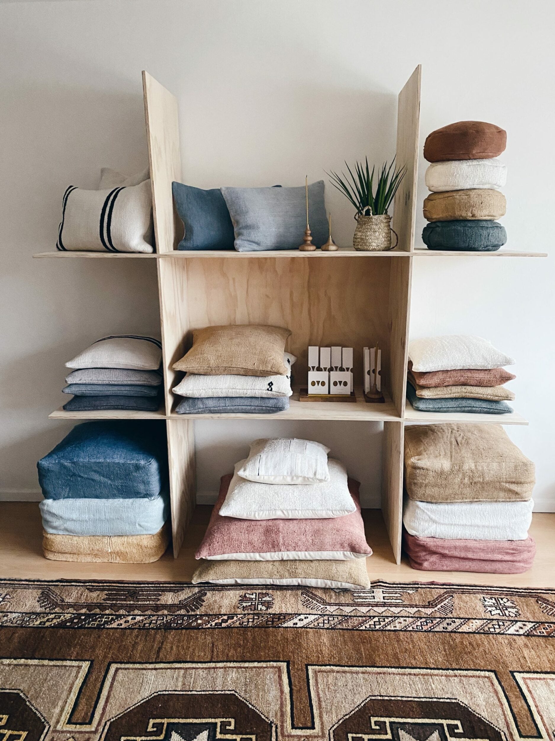 Vintage Hemp Floor Poufs