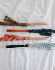 Macrame Dog Traffic Lead w/ Leather Handle (Short Lead)