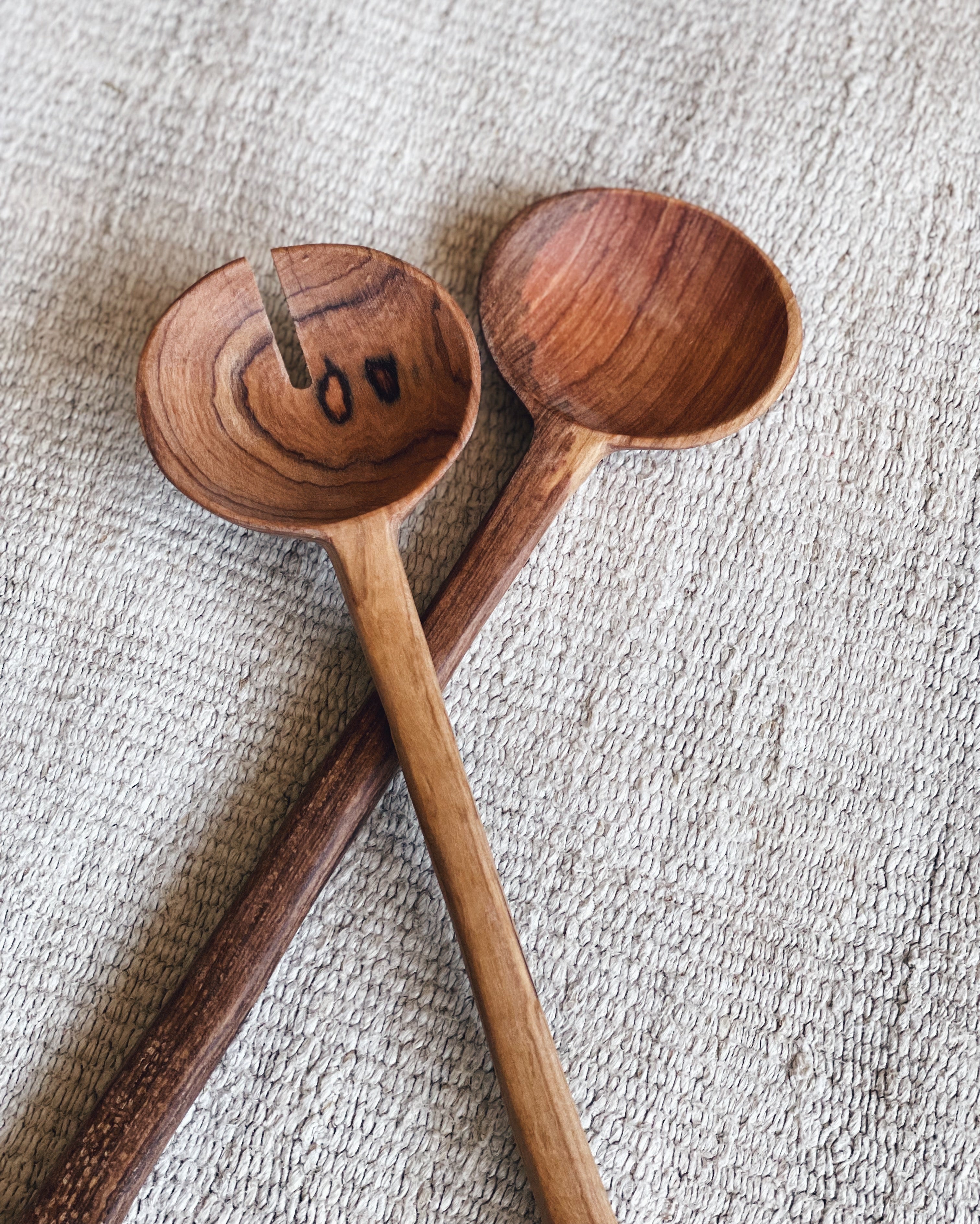 Olive Wood Pendulum Salad Servers